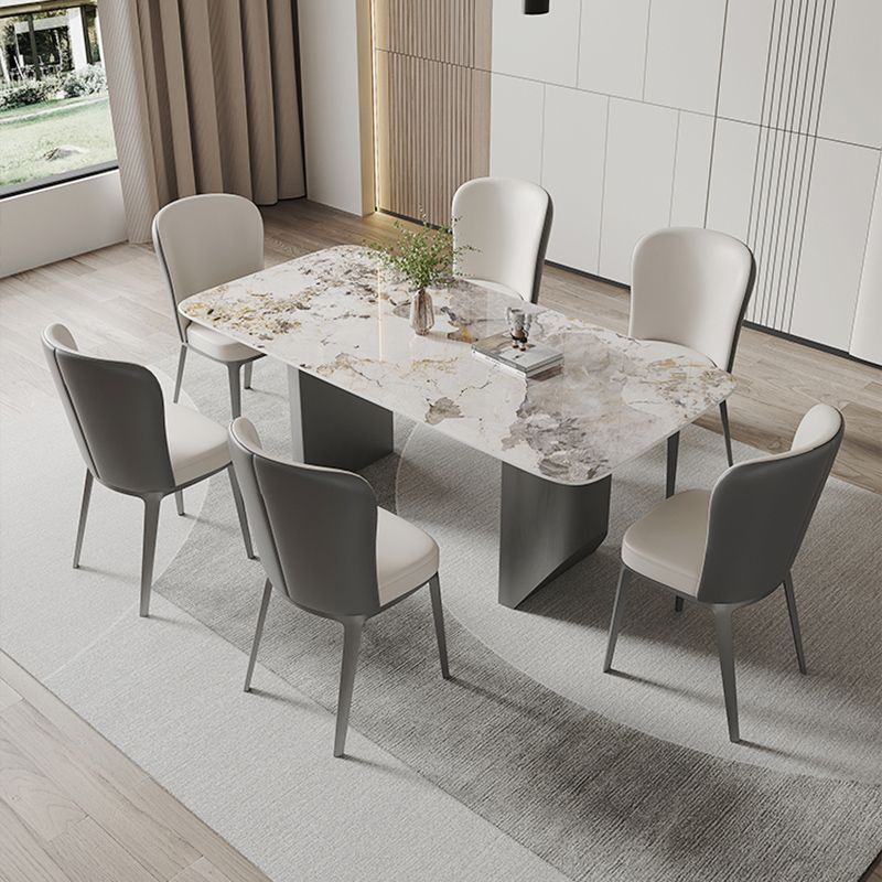 Contemporary Dining Set 1/5/7 Pcs Sintered Stone Dining Table with Upholstered Chairs Clearhalo 'Dining Room Sets' 'Dining Tables & Seating' 'dining_room_set' 'furn' 'furn_dining_room_set' 'Furniture' 'Kitchen & Dining Furniture' 1200x1200_2e84695a-2a6f-4ba9-8e86-ca7ba291c187