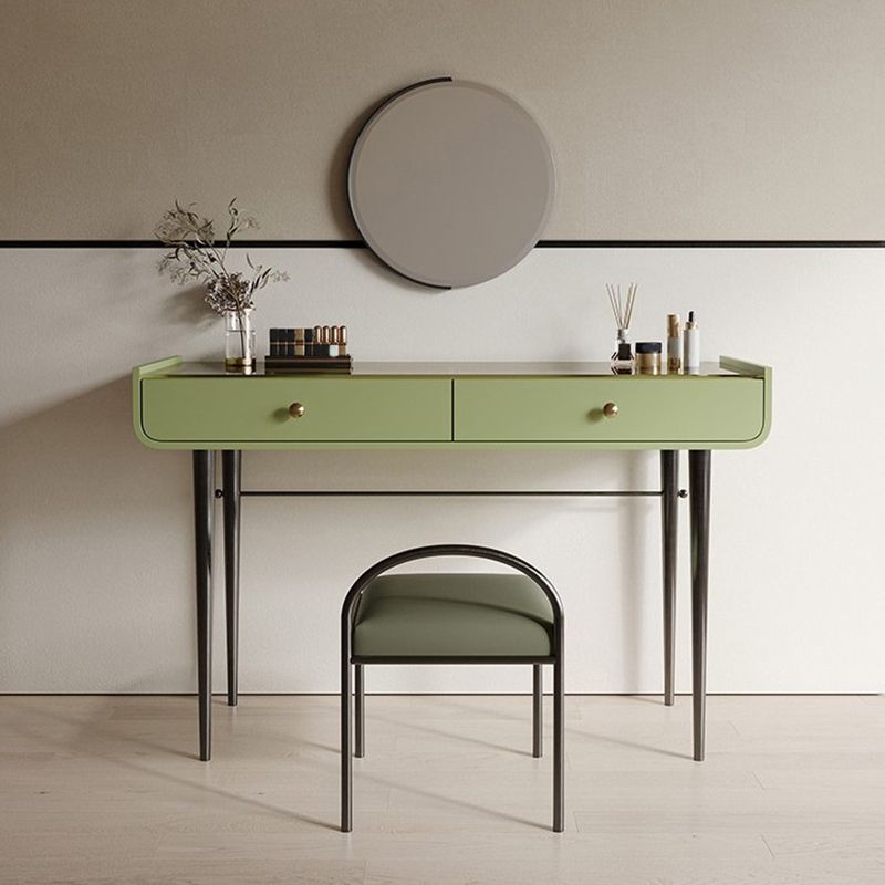Tables de vanité verte de 16,53 "de largeur de largeur avec 2 tiroirs de rangement