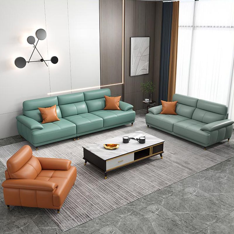 Genuine Leather Sectional Sofa Pillow Top Arm Sofa for Living Room Clearhalo 'furn' 'furn_sectionals' 'Furniture' 'Living Room Furniture' 'Sectionals' 1200x1200_2e86bfe5-543f-4934-b311-daec292afc02