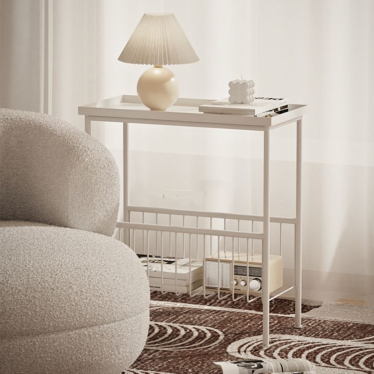 21.65" Tall Metal End Table Tray Top Accent Side Table with Storage