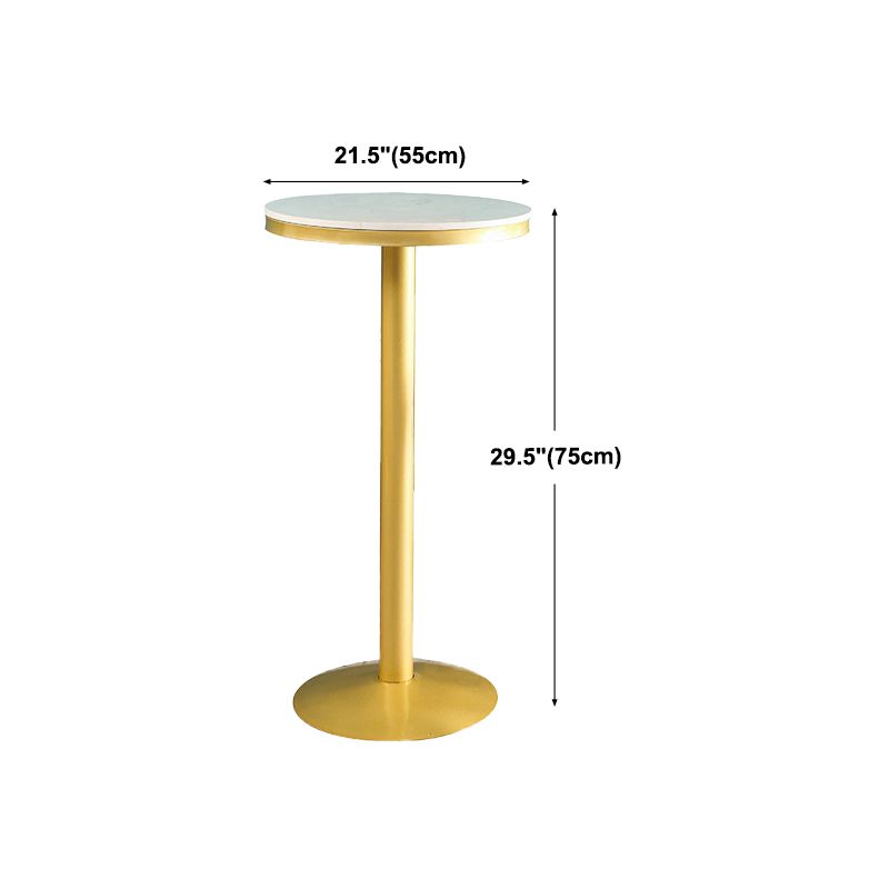 Glam Gold Iron Bar Table White 21.6"W Round Top Bistro Table for Breakroom Clearhalo 'Bar Furniture' 'Bar Tables' 'bar_tables' 'furn' 'furn_bar_tables' 'Furniture' 'furniture_bar_tables' 'Kitchen & Dining Furniture' 'kitchen&dining_furn' 'kitchen' 1200x1200_2e876ff6-eb6e-459a-a33c-34998a1bfa56