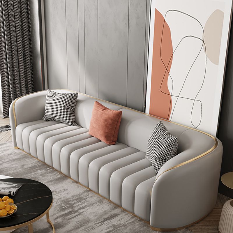 Divano in pelle contemporanea di divano a smoking posteriore stretto per soggiorno