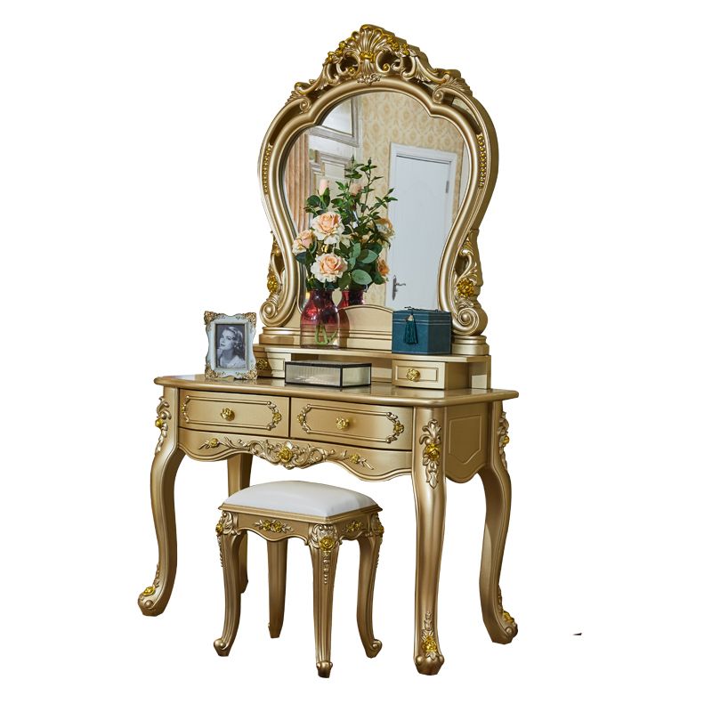 Victorian Wooden Vanity Dressing Table Gold 2-Drawer Make-up Vanity Clearhalo 'Bedroom Furniture' 'furn' 'furn_makeup_vanities' 'Furniture' 'Makeup Vanities' 'makeup_vanities' 1200x1200_2e8a5de2-8a62-41a3-83c9-11da52a9870c