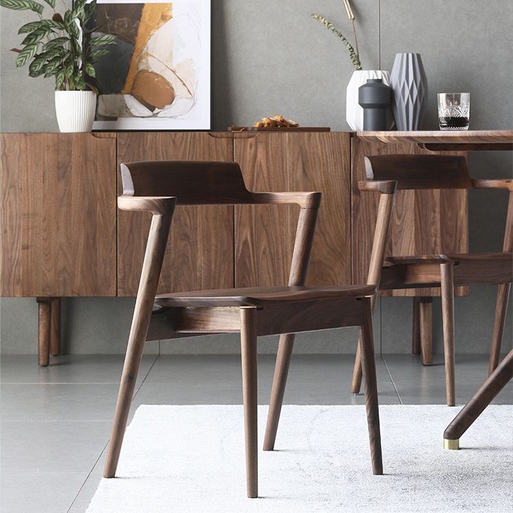 Home Scandinavian Style Wood Dining Chair Open Back Dining Side Chair with Arm Clearhalo ' kitchen&dining_furn' 'Dining Chairs' 'Dining Tables & Seating' 'dining_chair' 'furn' 'furn_dining_chair' 'Furniture' 'furniture_dining_chair' 'Kitchen & Dining Furniture' 'kitchen' 1200x1200_2e8c04fe-3da3-4e09-b85f-9124cb9cfc4e