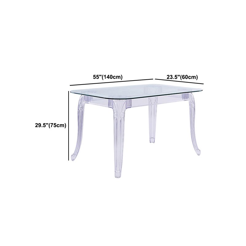 Modern Glass Dining Table Clear Dining Table with Plastic Base Clearhalo 'Dining Tables & Seating' 'Dining Tables' 'dining_table' 'furn' 'furn_dining_table' 'Furniture' 'furniture_dining_table' 'Kitchen & Dining Furniture' 'kitchen' 'kitchen_dining_table' 1200x1200_2e8e2add-d12d-44d2-91a5-7ef7184e8fd3