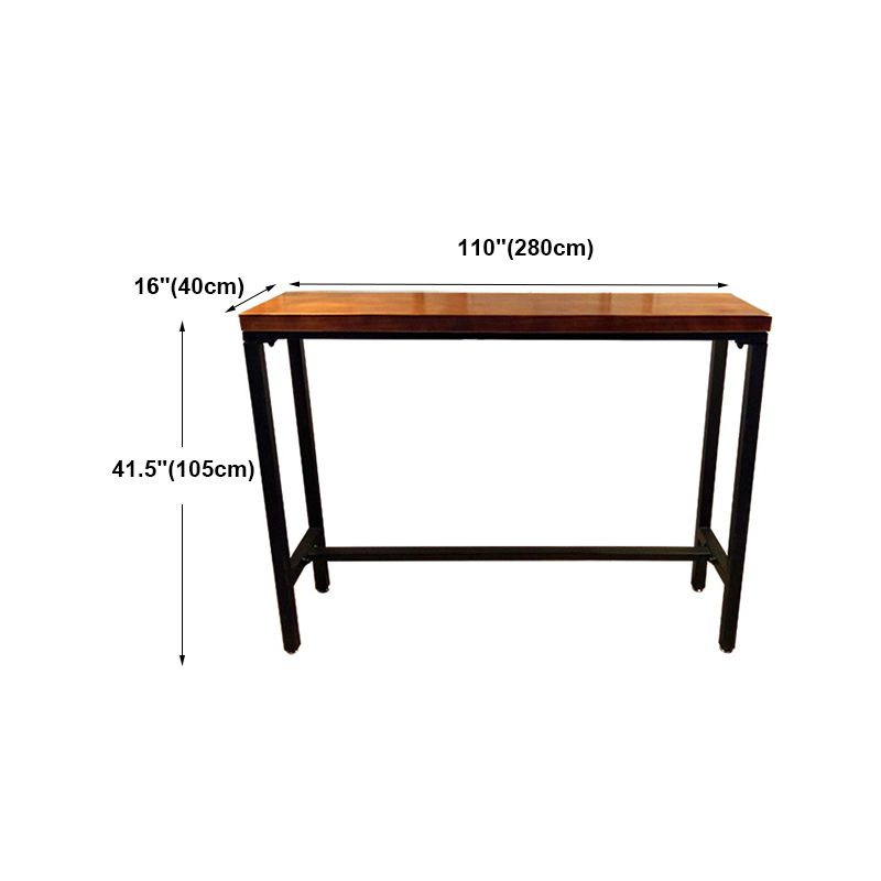 Brown Wood Bar Dining Table with Rectangle Table Top Trestle Table - 41.3" H Clearhalo 'Bar Furniture' 'Bar Tables' 'bar_tables' 'furn' 'furn_bar_tables' 'Furniture' 'furniture_bar_tables' 'Kitchen & Dining Furniture' 1200x1200_2e8e4cfb-0d8b-4cbc-8ebb-ace8dbf488eb