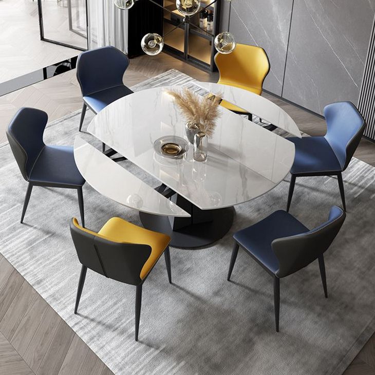 Modern Style Sintered Stone Dining Room Table Round Home Table with Metal Base Clearhalo ' dining_table' 'Dining Tables & Seating' 'Dining Tables' 'Furniture' 'furniture_dining_table' 'Kitchen & Dining Furniture' 'kitchen&dining_furn' 'kitchen' 'kitchen_dining_table' 1200x1200_2e90bd7b-d5db-4ceb-8381-0d4a0b47010f