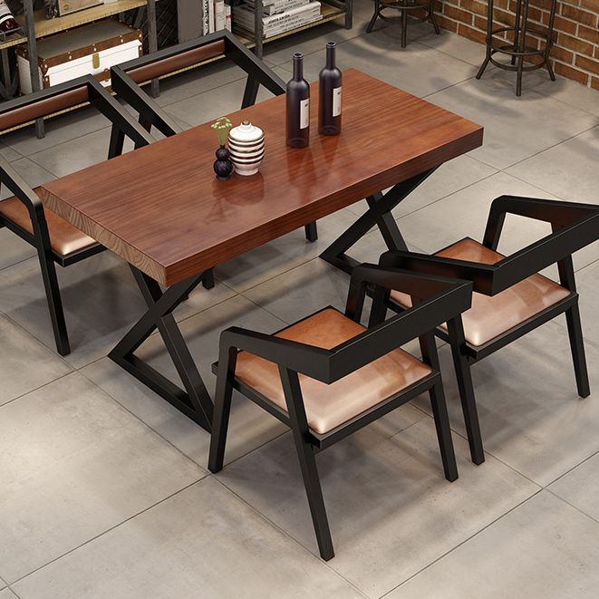 Table de salle à manger en bois de pin pour la maison, Table marron de Style industriel