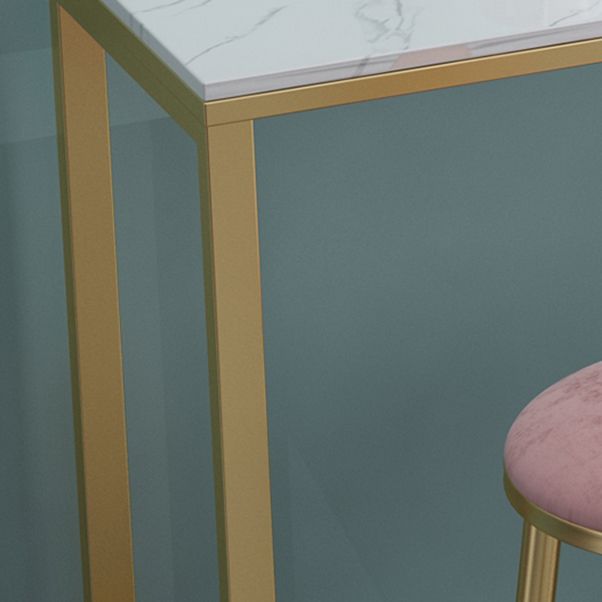 1/4 pièces Glam Glam Iron Bar Table Set Rectangle White Faux Marble Bistro Ensemble avec repose-pieds