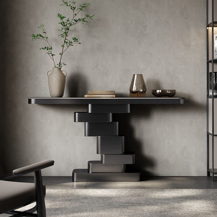 Tavolo della console rettangolare in pietra glam 33.46 "tavolo di estremità alto per sala