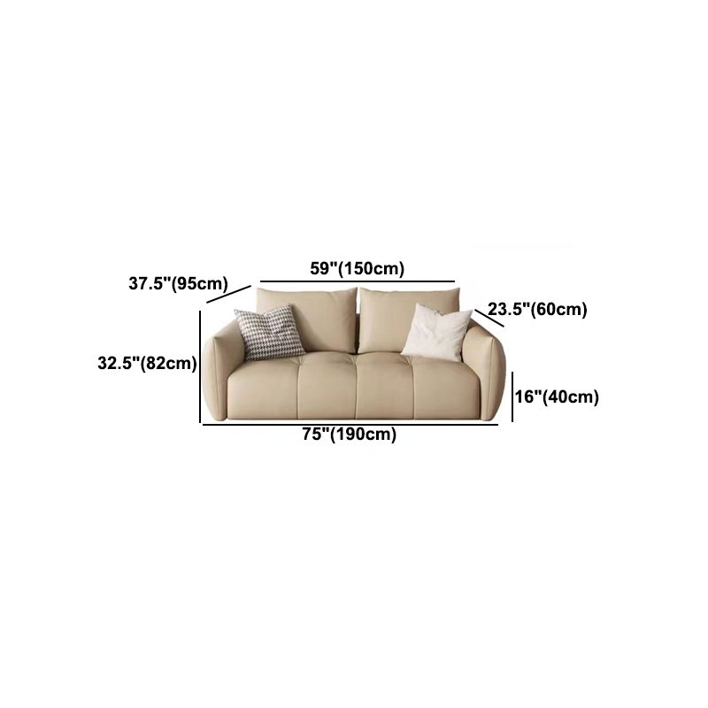 Faux Leather Sofa Sofa 37.40" D x 32.28" H Square Arm Sofa for Living Room Clearhalo 'furn' 'furn_sofas' 'Furniture' 'furniture_sofas' 'Living Room Furniture' 'Sofa' 'sofas' 1200x1200_2e94650b-880f-4e7e-b2f7-a9583f459b89