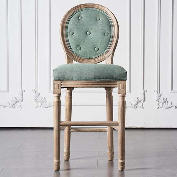 Volledige rug gestoffeerde armloze barkruk met massief houtbasis