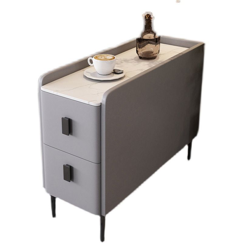 Rectangular Pine 4 Legs Side Table 11.8" Wide Two-Drawer End Table