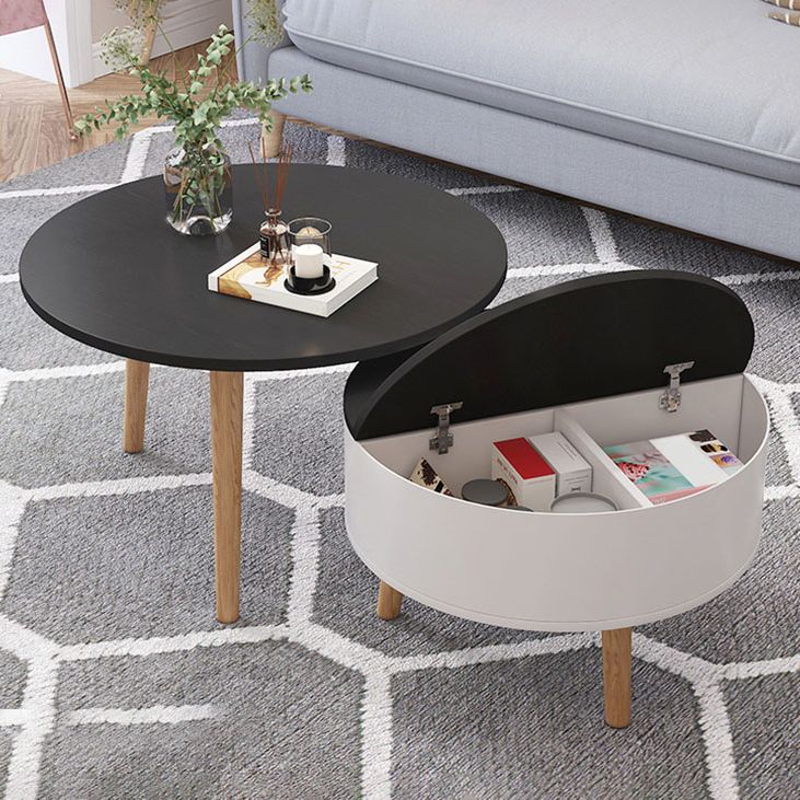 Round Solid Wood 3 Legs Coffee Table with Storage Drawers Modern Cocktail Table Clearhalo 'Coffee & Accent Tables' 'Coffee Tables' 'coffee_tables' 'furn' 'furn_coffee_tables' 'Furniture' 'furniture_coffee_tables' 'Living Room Furniture' 1200x1200_2e966990-92d2-47df-a427-bcf9158e285c