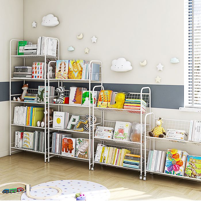 Contemporary Closed Back Bookshelf Metal Vertical Shelf Bookcase for Living Room Clearhalo 'Bookcases' 'furn' 'furn_bookcases' 'Furniture' 'Office Furniture' 1200x1200_2e98eab8-7923-42f4-9a4f-10ac51e8dd9f
