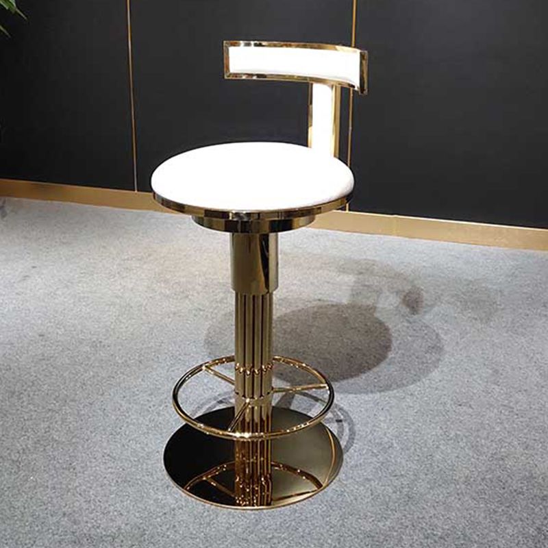 Sgabelli da bar in pelle da bar in pelle glam per sala da pranzo con base di metallo