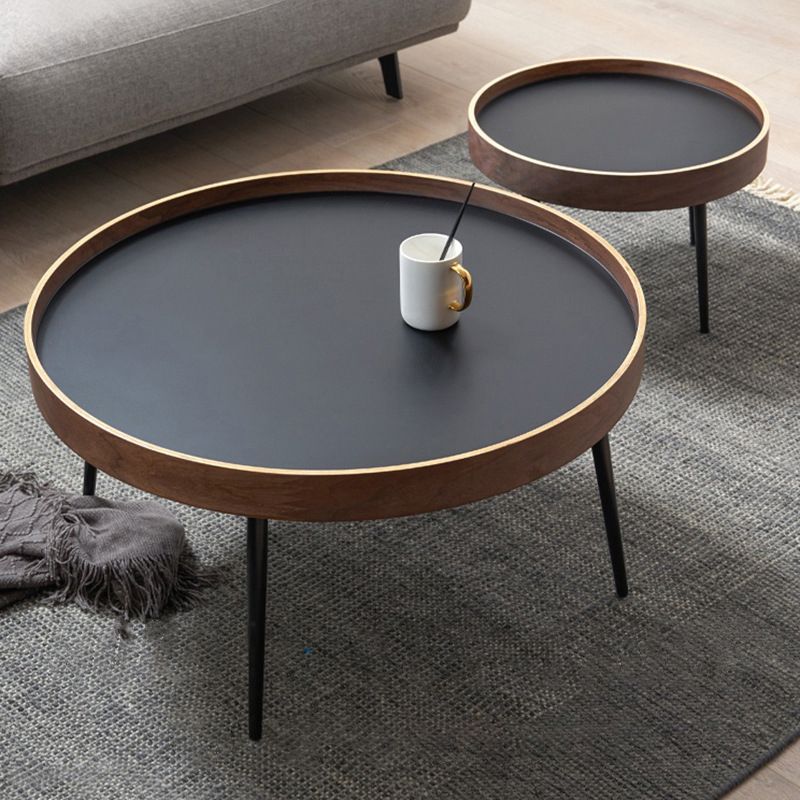 4 Legs Round Coffee Table Modern Wood Coffee Table in Brown/Black Clearhalo 'Coffee & Accent Tables' 'Coffee Tables' 'coffee_tables' 'furn' 'furn_coffee_tables' 'Furniture' 'furniture_coffee_tables' 'Living Room Furniture' 1200x1200_2e9c144c-9ba0-460c-90e2-30aac3a5d256