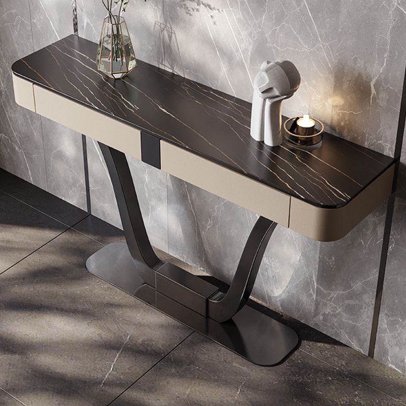 Glam Stone Accent Table 14 Inch Wide Console Table with Drawers