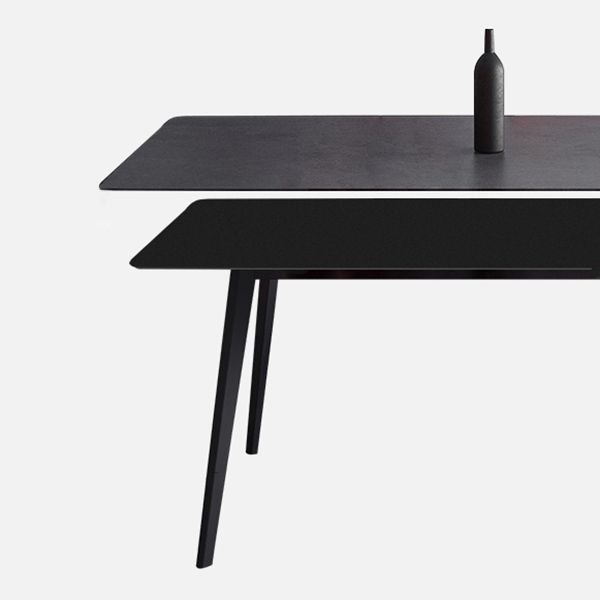 Mesa de comedor negra de piedra sinterizada Mesa de 4 patas industriales para comedor