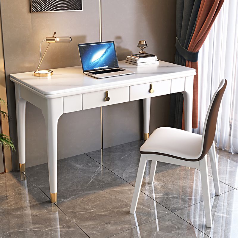 Glam Style Home Office Desk Solid Wood Base Rectangular Writing Desk Clearhalo 'furn' 'furn_office_desk' 'Furniture' 'Office Desks' 'Office Furniture' 'office_desk' 1200x1200_2e9d78cd-2a44-4ec3-ad7d-6029eac82da9