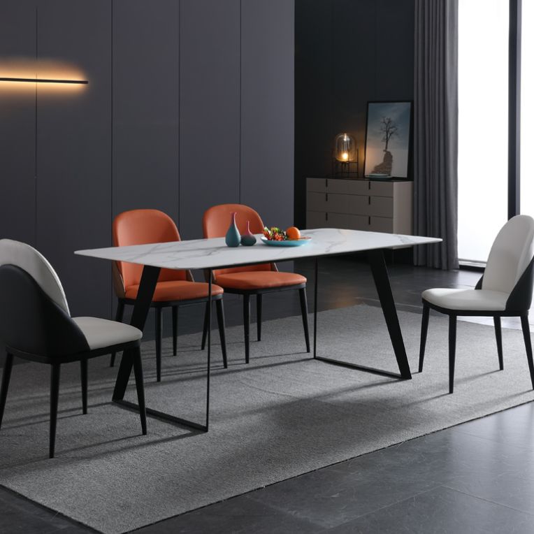 Modern 1/2/5/7 Pieces Rectangle Dining Set Sintered Stone Table with Leather Chairs Clearhalo 'Dining Room Sets' 'Dining Tables & Seating' 'dining_room_set' 'furn' 'furn_dining_room_set' 'Furniture' 'furniture_dining_room_set' 'Kitchen & Dining Furniture' 'kitchen&dining_furn' 'kitchen' 1200x1200_2e9db62d-ca7f-48ef-9247-72de4bb82c1b