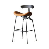 Metal Barstool contemporain Back Back Faux Cushion Coussin Tabouret en finition mate