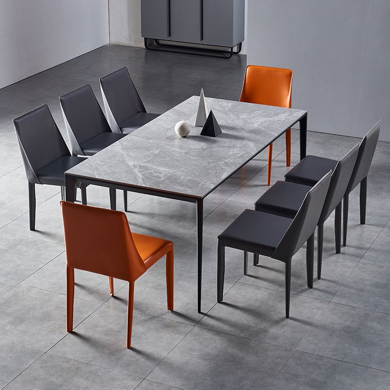 Industrial Style Sintered Stone Dining Table Aviation Aluminum Base Rectangle Table for Home Clearhalo ' dining_table' 'Dining Tables & Seating' 'Dining Tables' 'Furniture' 'furniture_dining_table' 'Kitchen & Dining Furniture' 'kitchen&dining_furn' 'kitchen' 'kitchen_dining_table' 1200x1200_2e9e2b68-5db8-48d6-823b-9c9d909d29af
