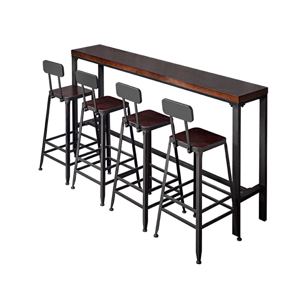 Industrial Rectangle Bar Table Set 1/5 Pieces Solid Wood Counter Table for Indoor Clearhalo 'Bar Furniture' 'furn' 'furn_home_bar_bar_sets' 'Furniture' 'Home Bars & Bar Sets' 'home_bar_bar_sets' 'Kitchen & Dining Furniture' 1200x1200_2e9f20fa-2a32-43cf-820e-7b031d5f3bdf