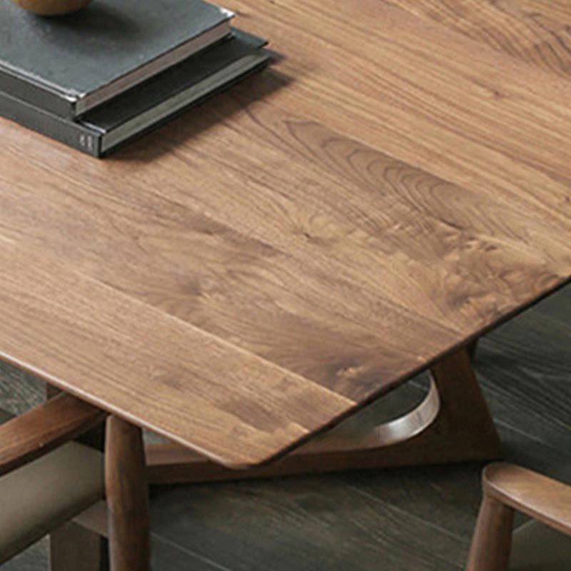 Natuurlijke vaste houten eettafel Modern binnenmeubels met dubbele voetstuk