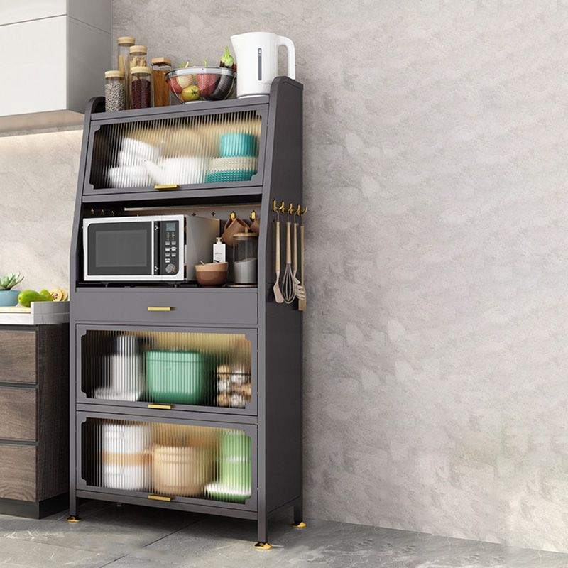 Servidor de comedor de metal contemporáneo Servidor de buffet negro para cocina