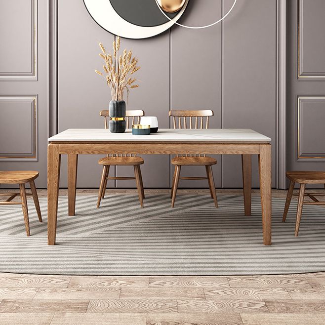 Ash Wood Base Modern Sintered Stone Dining Table Solid Wood Table in Wood Color Clearhalo ' dining_table' 'Dining Tables & Seating' 'Dining Tables' 'Furniture' 'furniture_dining_table' 'Kitchen & Dining Furniture' 'kitchen&dining_furn' 'kitchen' 'kitchen_dining_table' 1200x1200_2ea05919-27d1-41d0-ab21-e40e3ca1a9fa