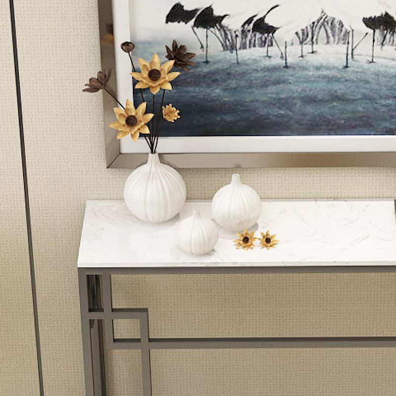 Modern Sofa Console Table Antique Finish Console Accent Table in Marble Clearhalo 'Console Tables' 'console_tables' 'Entry & Mudroom Furniture' 'furn' 'furn_console_tables' 'Furniture' 1200x1200_2ea10999-74ab-453f-9e46-8ba68307f746