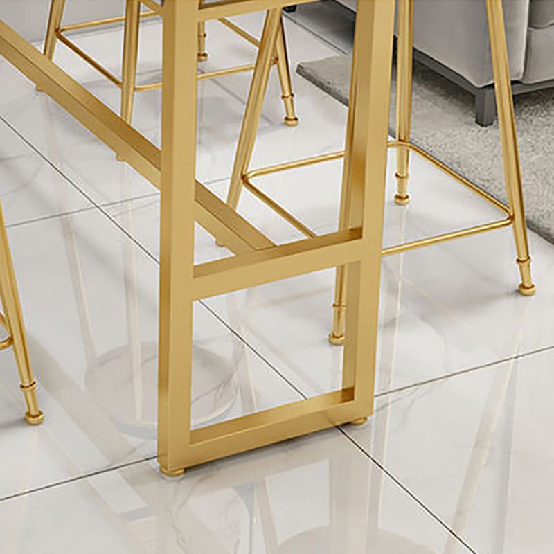 Glam Rectangle Faux Marble Pub Bar Table Gold Iron Bar Dining Table with Trestle Pedestal Clearhalo 'Bar Furniture' 'Bar Tables' 'bar_tables' 'furn' 'furn_bar_tables' 'Furniture' 'furniture_bar_tables' 'Kitchen & Dining Furniture' 'kitchen&dining_furn' 'kitchen' 1200x1200_2ea270c3-ec9a-4efd-a2ee-3afb1e98ca3e