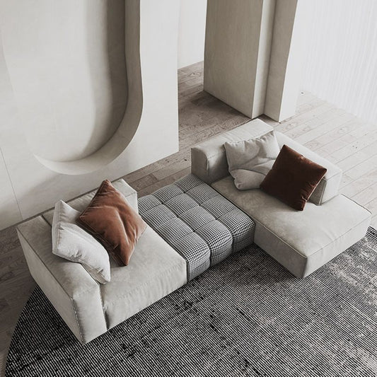 Vierkante arm moderne kussens rug fluwelen woonkamer bank & chaise