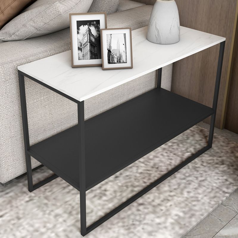 コンテンポラリースレッドエンドテーブルスレート上部長方形のサイドテーブル、21.7 "