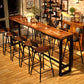 Dark Brown Modern Style Bar Table Solid Wood and Iron Coffee Shop Bar Table Clearhalo 'Bar Furniture' 'Bar Tables' 'bar_tables' 'furn' 'furn_bar_tables' 'Furniture' 'furniture_bar_tables' 'Kitchen & Dining Furniture' 1200x1200_2ea6c7c0-3516-40c6-a4fd-27c376e1336d