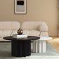 Contemporary Cocktail Table Solid Wood Round Pedestal Single Coffee Table