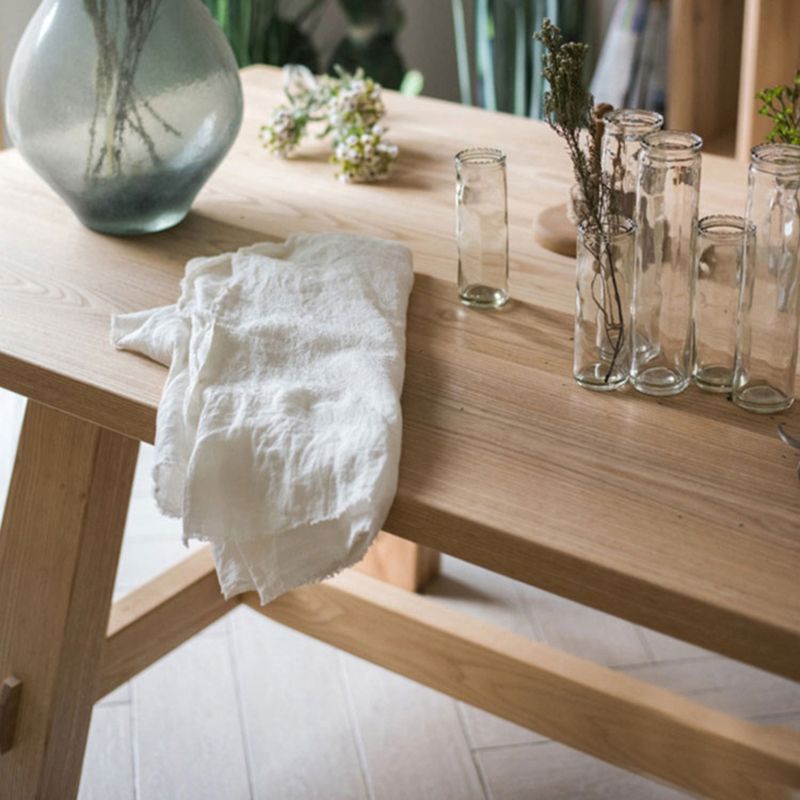 Tavolo da pranzo rettangolo di semplicità naturale pino tavolo da base di cavalletto in legno massiccio