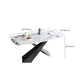 Contemporary White Rectangular Stone Dining Table with Steel X-Base