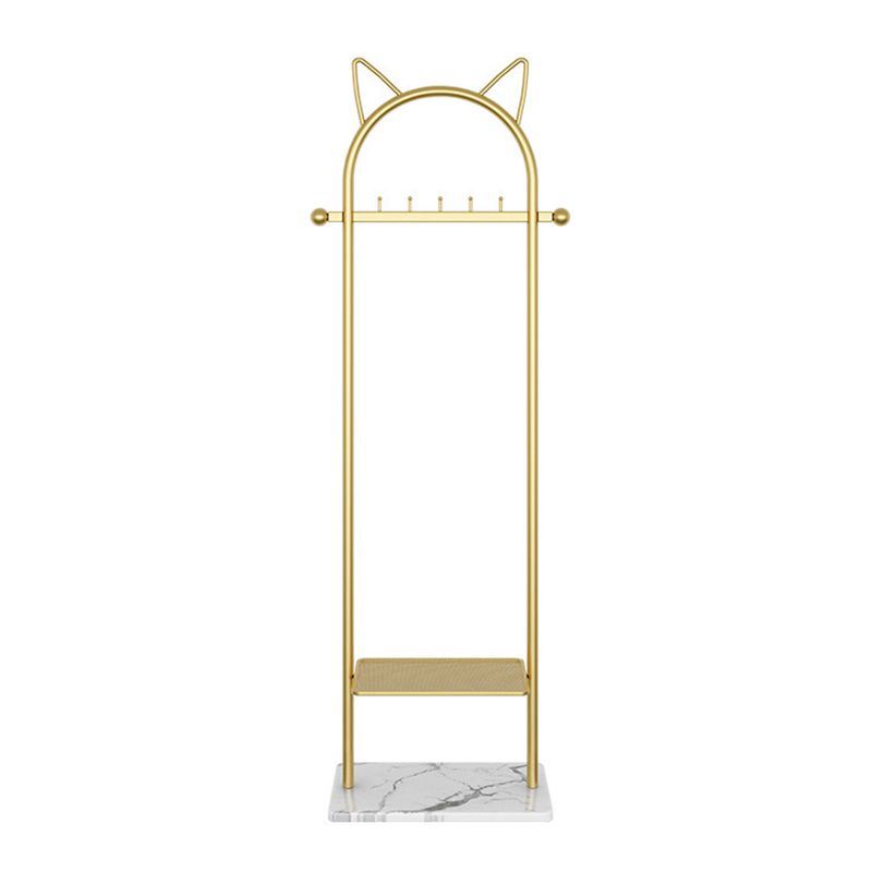 Metal Hall Stand, Hall Tree with Storage Shelf & Hanging Rail, Gold and Black Clearhalo 'Entry & Mudroom Furniture' 'furn' 'furn_hall_tree_coat_racks' 'Furniture' 'Hall Trees & Coat Racks' 'hall_tree_coat_racks' 1200x1200_2eab2343-dbff-43f6-a9db-19fe6ee48fe5