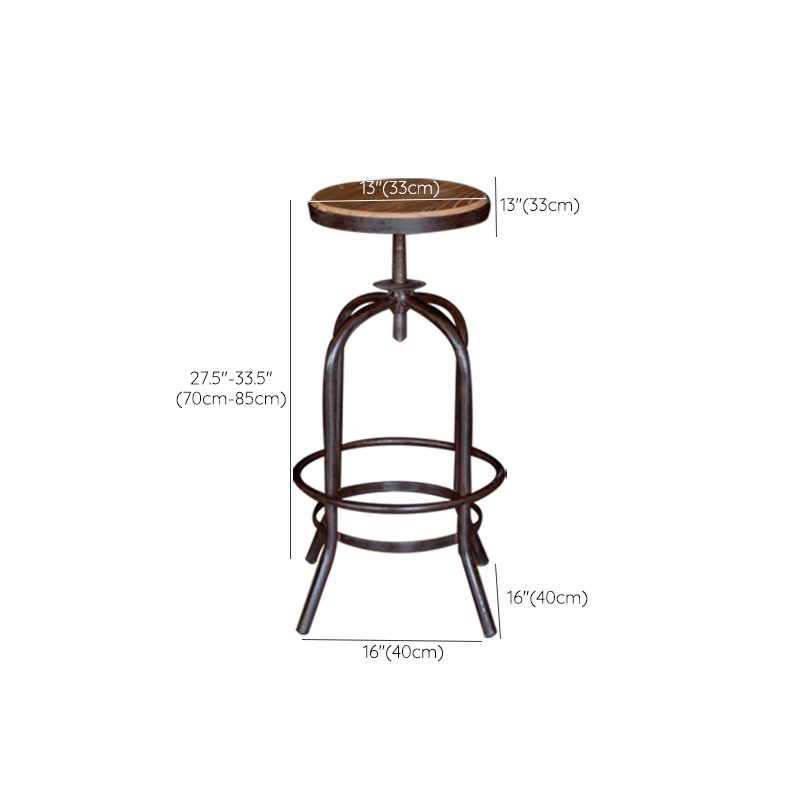 Modern Armless Counter Stool Metal Bar Stool with Wooden Seat