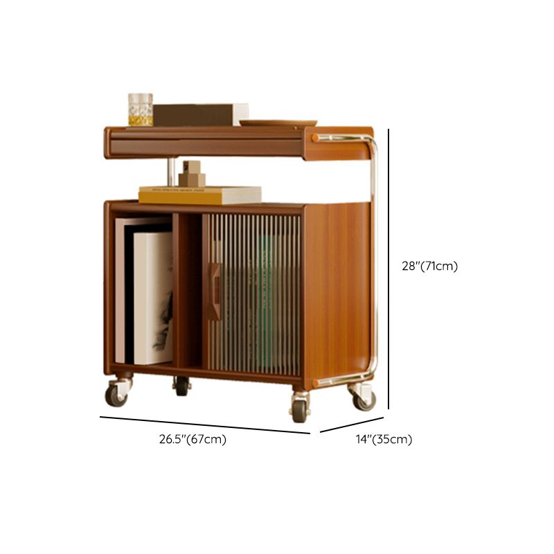 Mid eeuwen Moderne bijzettafeltje Dubbele laag houten accent bijzettafel met plank