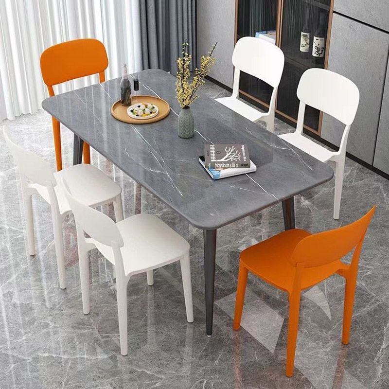 Open Back Dining Side Chair Contemporary Plastic Armless Dining Chair