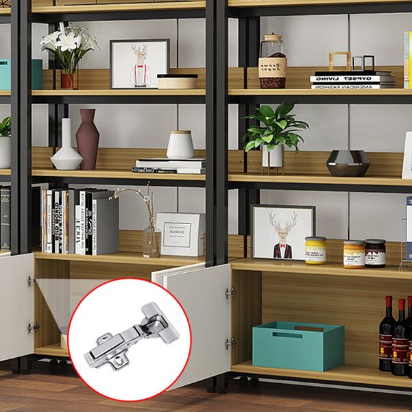 Metal Engineered Wood Shelf Bookcase Modern Home Open Book Shelf with 2 Doors