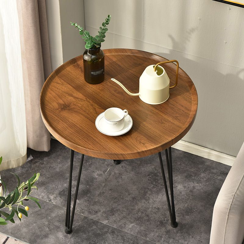 Base in metallo nero in stile moderno in legno/grigio/noce tavolo rotondo top late