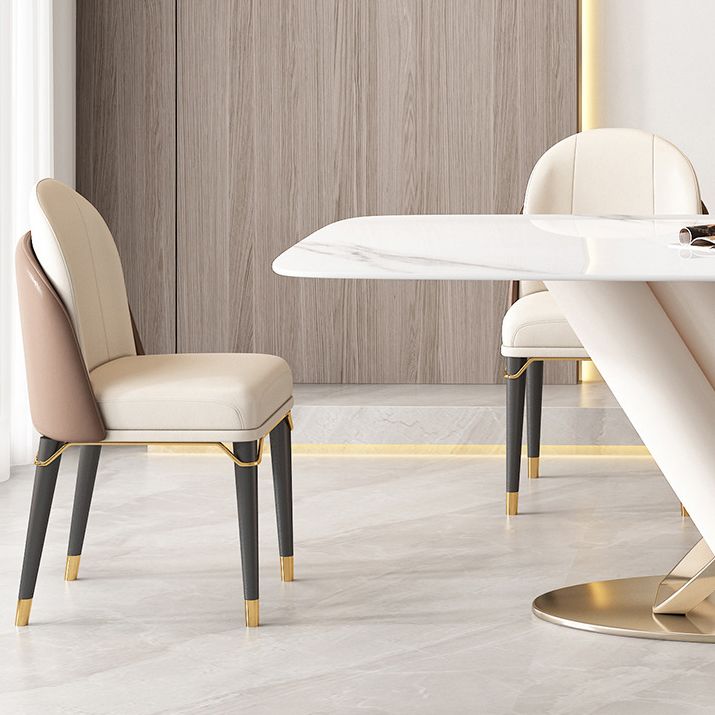 Glam Style Dinette Set for Dining Room 1/4/5/7 Pieces Glossy White Dining Table Set