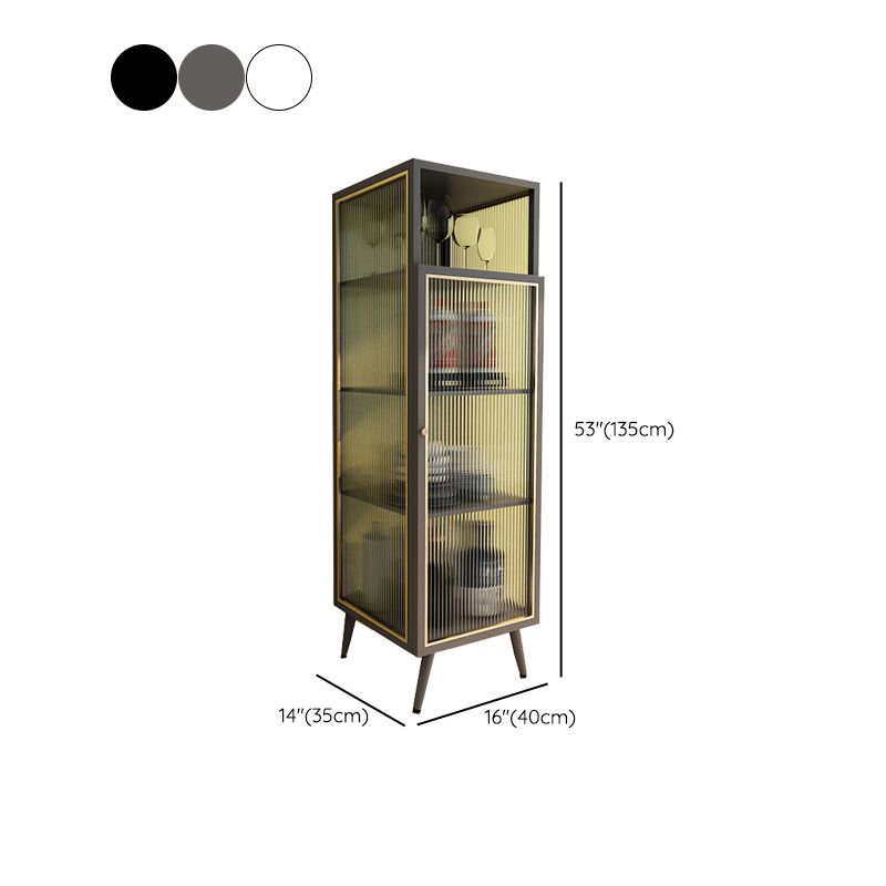Contemporary Curio Cabinet Metal Glass Doors Hutch Buffet for Dining Room Clearhalo 'Display & China Cabinets' 'display_china_cabinets' 'furn' 'furn_display_china_cabinets' 'Furniture' 'Kitchen & Dining Furniture' 1200x1200_2eb32f4c-f350-48d2-9a70-c18d14bc5308