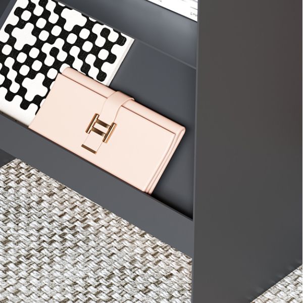 Modern Accent Side Table Metal Sled with Storage Rectangular Living Room End Table