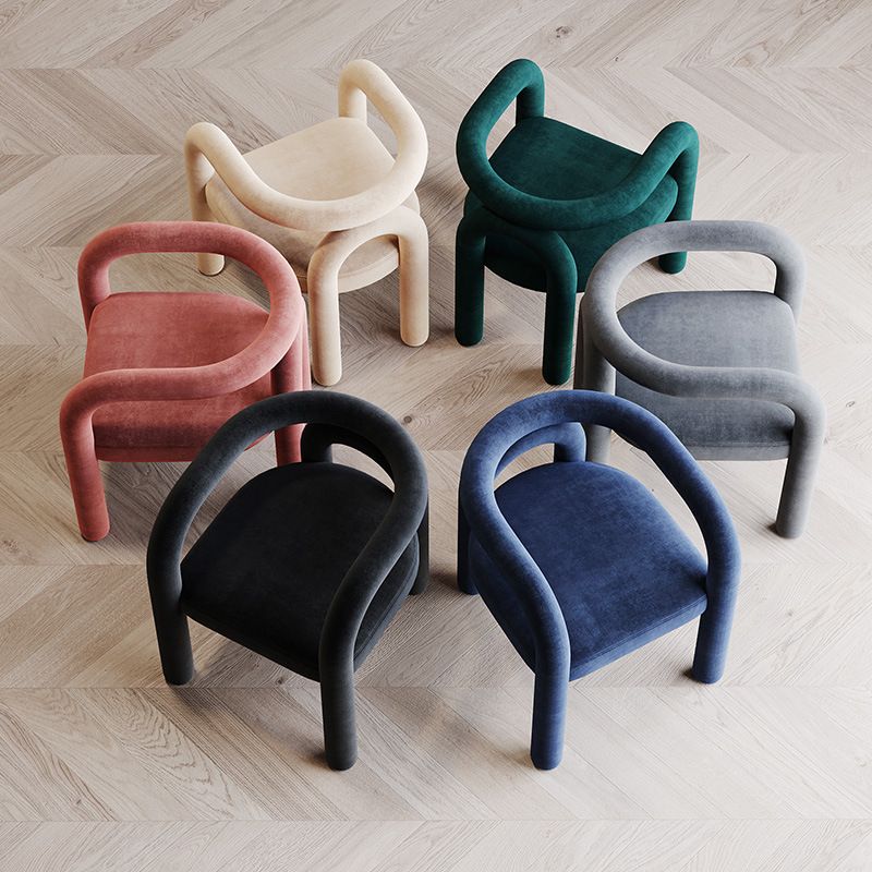 Offener Esszimmerstuhl mit mattem Finish, Designer-Stil, Wohnzimmer-Sessel aus Samt