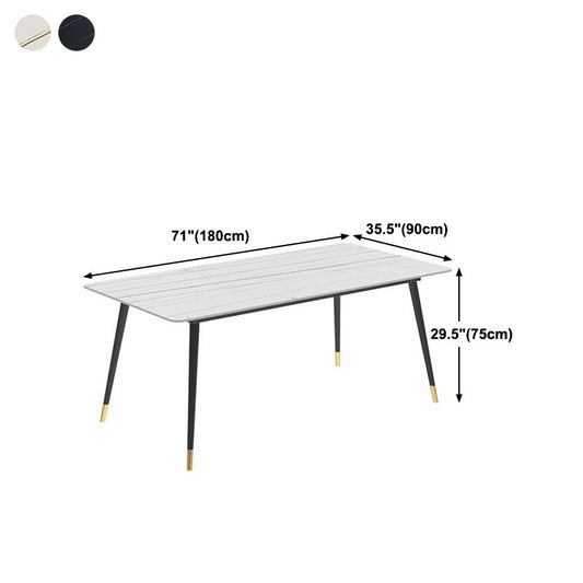 Stone Dining Table Contemporary Dining Table with 4 Black Legs Clearhalo ' dining_table' 'Dining Tables & Seating' 'Dining Tables' 'furn' 'furn_dining_table' 'Furniture' 'furniture_dining_table' 'Kitchen & Dining Furniture' 'kitchen&dining_furn' 'kitchen' 'kitchen_dining_table' 1200x1200_2eb99968-e2e1-4ff7-b4f1-b347e3ad79ef